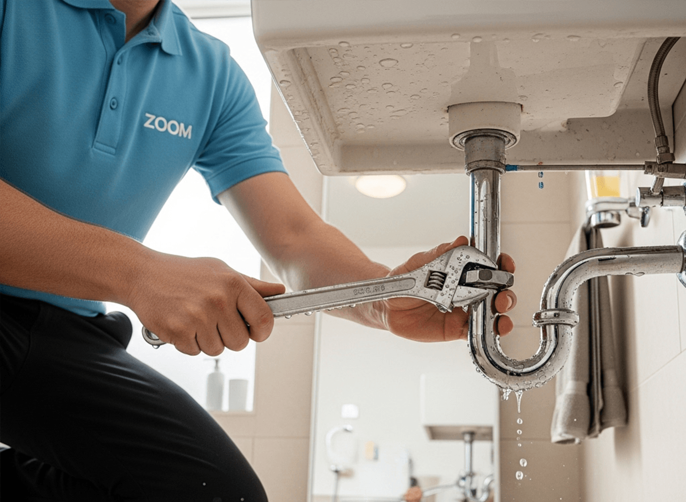 Professional cleaning team working