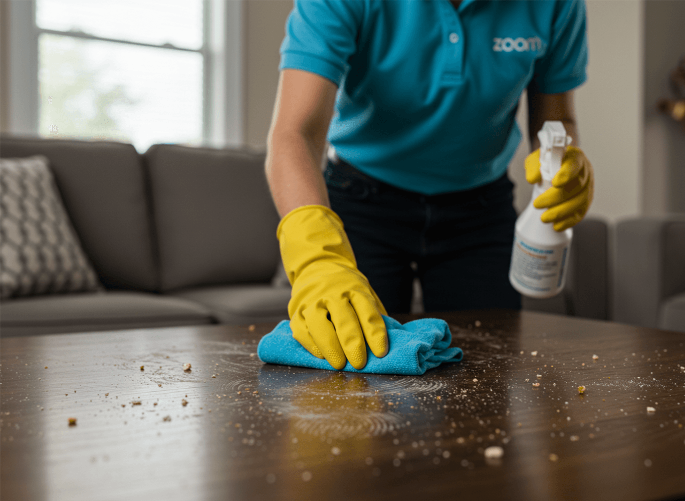 Professional cleaning team working