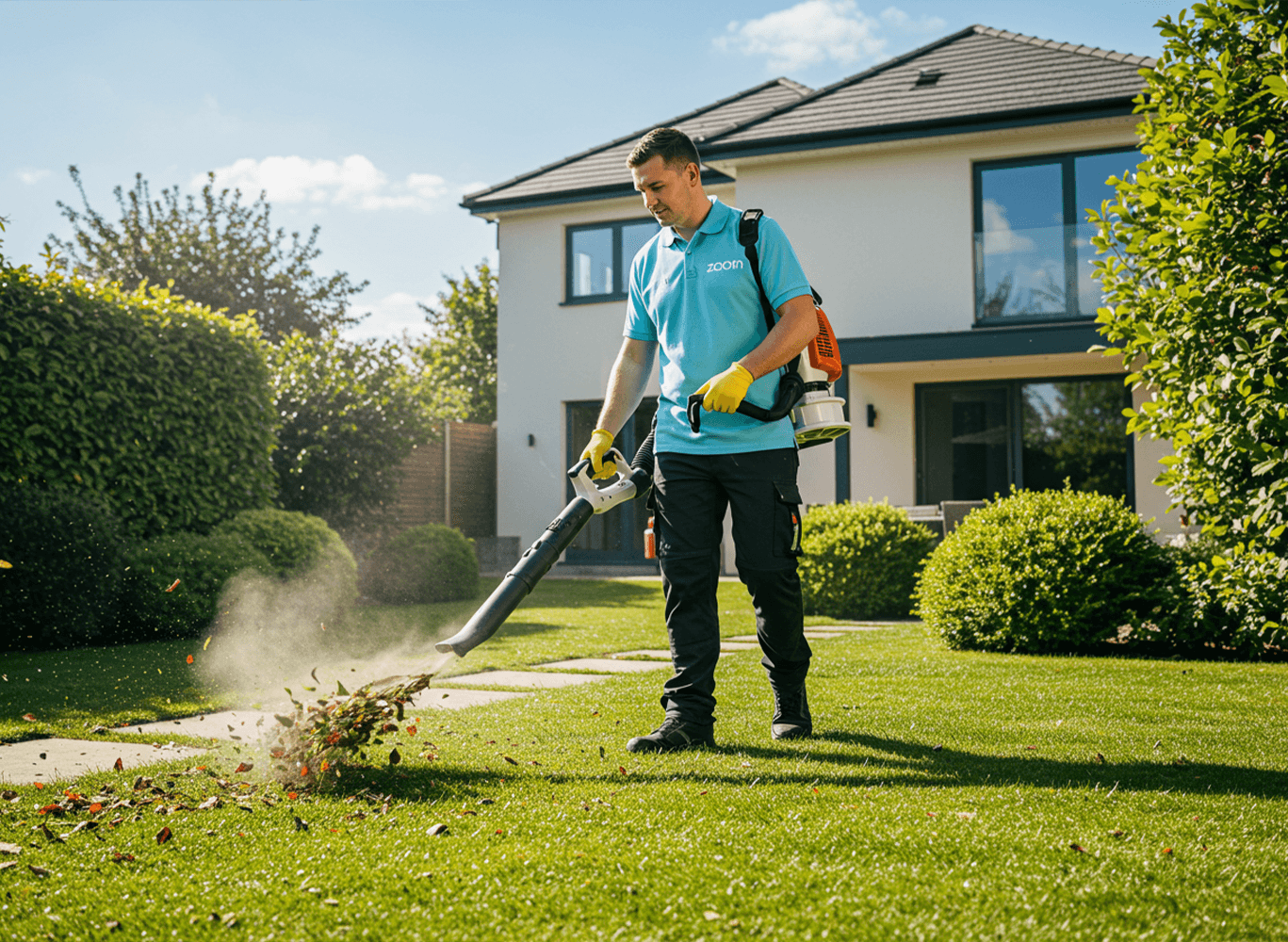 Professional cleaning team working
